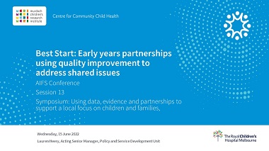 Best Start: Early years partnerships using quality improvement to address shared issues
