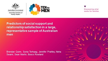 Predictors of social support and relationship satisfaction in a large, representative sample of Australian men