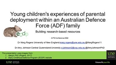 Young children’s experiences of parental deployment within a defence family: Building research-based resources